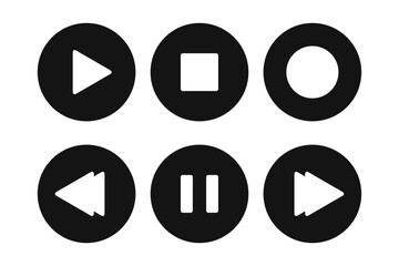 player navigation icons set. Play, stop, forward, backward buttons