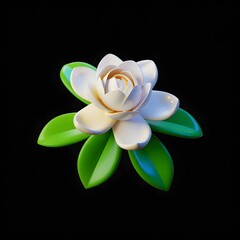 Pure Magnolia Bloom: A pristine, delicate magnolia flower, its creamy petals unfolding gracefully, complemented by vibrant green leaves. The composition creates a feeling of serenity and freshness.