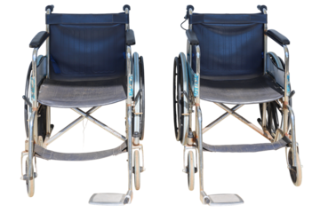 Isolated old wheelchairs for medical care and mobility assistance