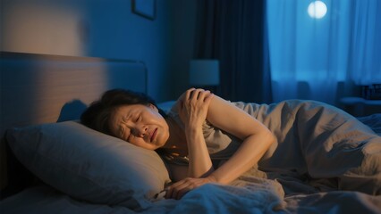 중년여성어깨통증으로인한불면증밤잠