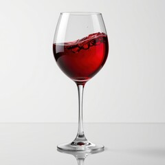 Elegant clear glass wine glass filled with rich red wine on a neutral background, showcasing fine barware and beverage presentation for dining and drinking enjoyment