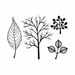 Eco Branches and Leaves Outline Icon Bundle