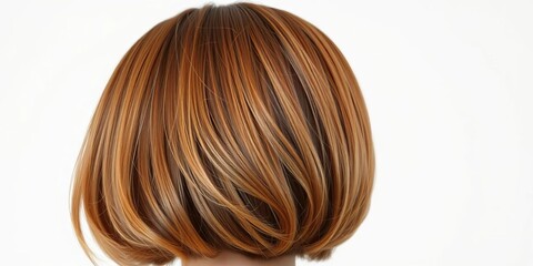Naklejka premium Side profile of a subject with short, chestnut-brown hair against a white backdrop, model, pixie cut