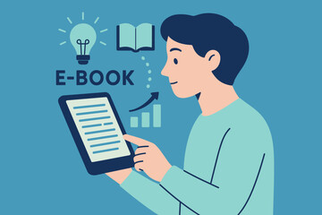 Digital reading concept with e-book on tablet and growing trends