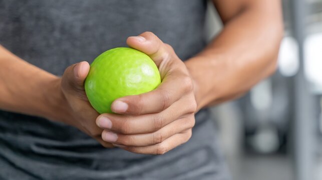 Hand grip strength exercise stress ball for wrist rehabilitation sports injury recovery routine physiotherapy training concept