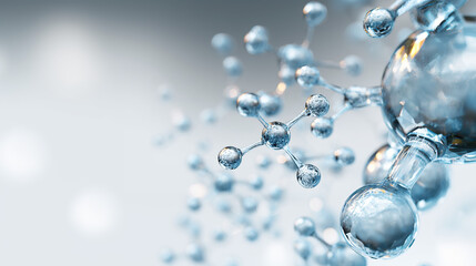 Transparent molecules, abstract scientific background; modern technology and innovation concept.