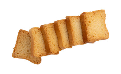 whole wheat mini toasts, toasted slices of bread or rusks isolated