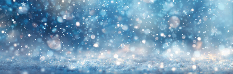 Bokeh light spots - Abstract dark blue gradient background - Cold tone abstract concept