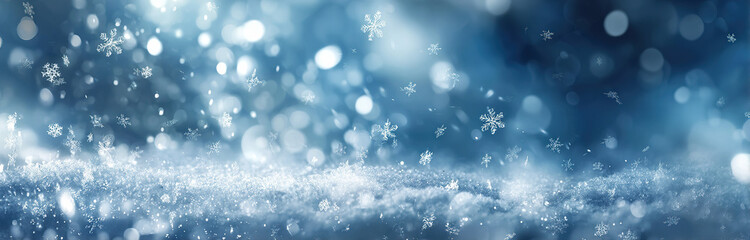 Bokeh light spots - Abstract dark blue gradient background - Cold tone abstract concept