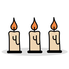 Three Burning Candle Illustration Design