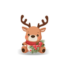 Fototapeta premium Cute cartoon character Christmas vector illustration 