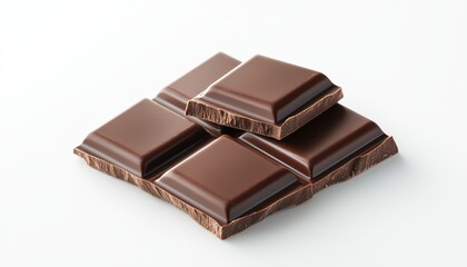 Delicious Chocolate Bar Slices Resting On A White Surface - Tempting Confectionary Treats In A Clean, Minimalist Presentation. Rich And Indulgent Flavors.
