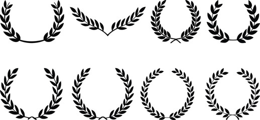 Laurel Wreath Vector Art Set - Classic and Modern Leaf Crown Silhouettes