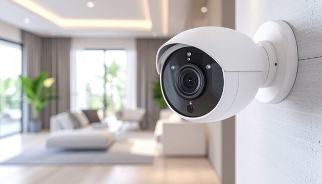 White security camera indoors
