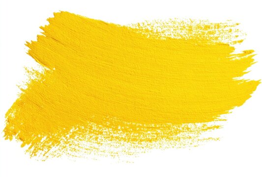 Bold, vibrant yellow paint stroke on white background - Powered by Adobe