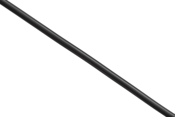 A black diagonal electrical wire is isolated.