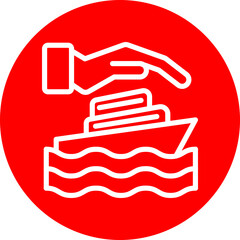 Cruise Insurance Vector Line White Circle Red Icon Design