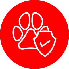 Pet Insurance Vector Line White Circle Red Icon Design