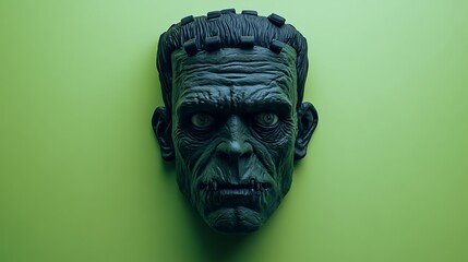Frankenstein monster head sculpture halloween horror decoration
