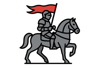 Vector Illustration of Medieval Knight on Horse