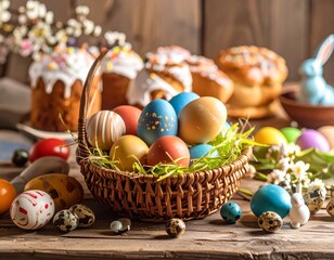 easter eggs in basket