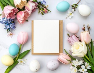 easter card with eggs and flowers
