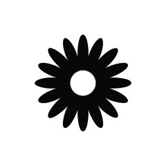 Black daisy flower silhouette with white center vector