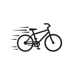 Motion Bicycle Silhouette: a graphic depicting a sleek black bicycle in motion, a symbol of speed and adventure. Perfect for conveying concepts of travel and activity.