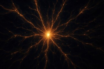 Obraz premium Cosmic energy network radiating light and connections in a vast, abstract dark space, symbolizing knowledge, power, and universal intelligence. Isolated illustration.