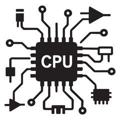 Illustration of a central processing unit cpu isolated on white background