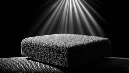 Dark gray cushioned block, spotlight