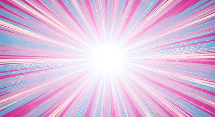 Fototapeta premium Vibrant Pink and Blue Burst Background with Halftone Dots