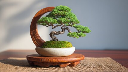 Bonsai tree in a decorative pot