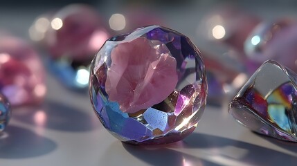 the image shows a collection of light catching gems spread across a surface