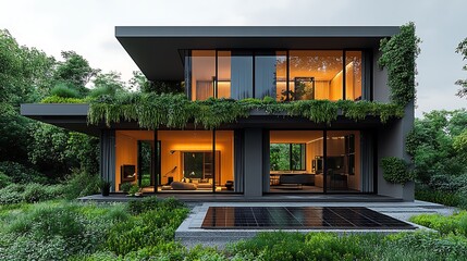 Obraz premium Modern house in lush green surroundings