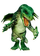 3D Rendering Fairy Tale Dragon on White