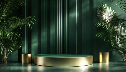 Green Luxury And Golden Modern Backdrop: A Modern Template Deluxe Exclusive. Luxurious Green Aesthetics With A Sleek, Modern Design.