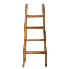 Old wooden ladder isolated on transparent background