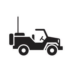 Black Off-Road Utility Vehicle Icon with Antenna and Spare Tire