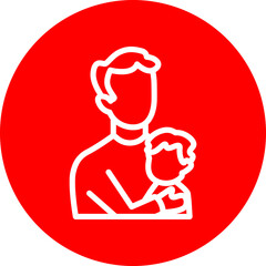 Father Hug Vector Line White Circle Red Icon Design
