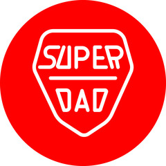 Super Dad Shield Vector Line White Circle Red Icon Design