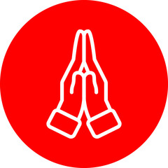 Gratitude Symbol Vector Line White Circle Red Icon Design