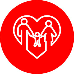 Family Bond Vector Line White Circle Red Icon Design