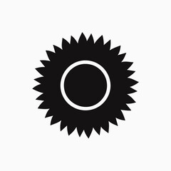 Black stylized flower with circular center white bloom