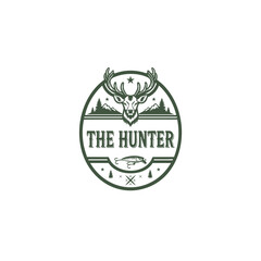 The vintage logo for The Hunter features a classic stag and a fishing lure, celebrating the timeless pursuits of hunting and fishing.
