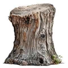 Textured tree stump isolated on transparent background