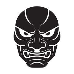 Fierce Stylized Asian Mask Illustration