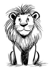 Playful cartoon lion cub sketch – cute rough hand‑drawn big cat illustration © Luka