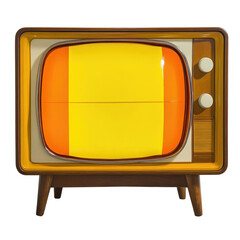 Retro television with a colorful screen isolated on transparent background