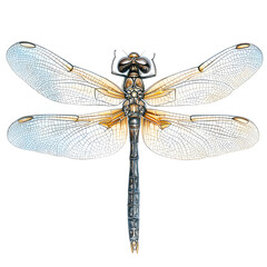 Detailed Close-Up of a Dragonfly with Transparent Wings